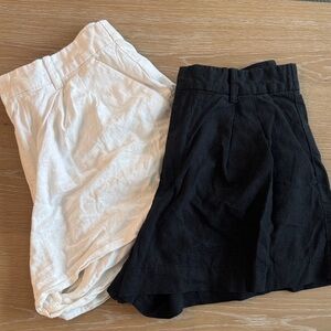 Gap linen shorts high waisted 4” bundle of 2 black and white